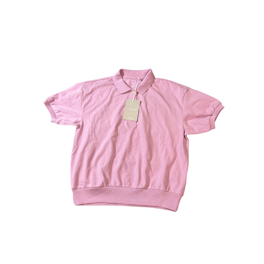 NEW Everlane Small Organic Cotton Oversized Polo Shirt Preppy Mauve Lilac Purple - Picture 2 of 8
